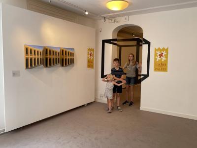 Interactive space with box illusion.