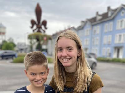 A fleur de lis near our apartment in St. Louis, France.