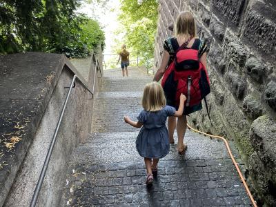Walking down from Basler Münster to the Rhine.