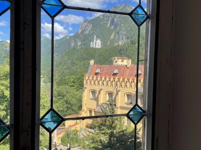 Detail from Schloss Hohenschwangau (Neuwschwanstein visible in the distance).